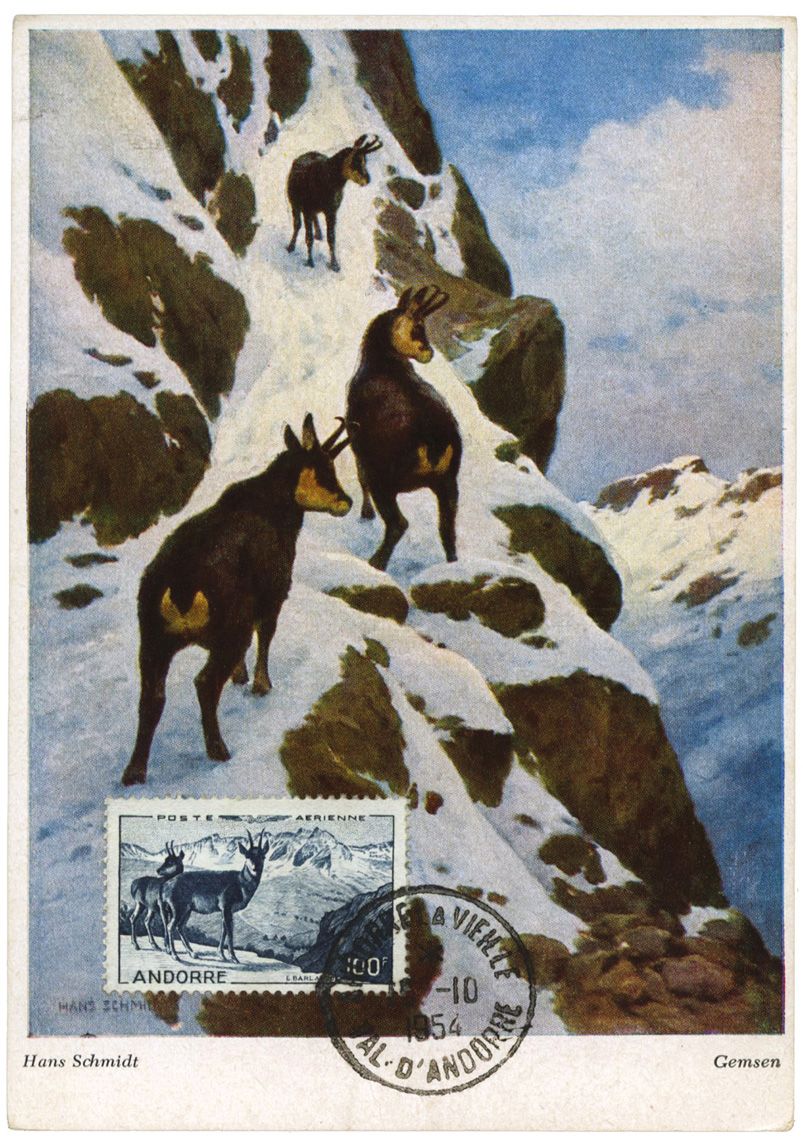 Andorre : PA n° 1 obl. Cad ANDORRE LA VIEILLE 18/10/54 Andorre : PA n° 1 obl. Cad ANDORRE LA VIEILLE 18/10/54