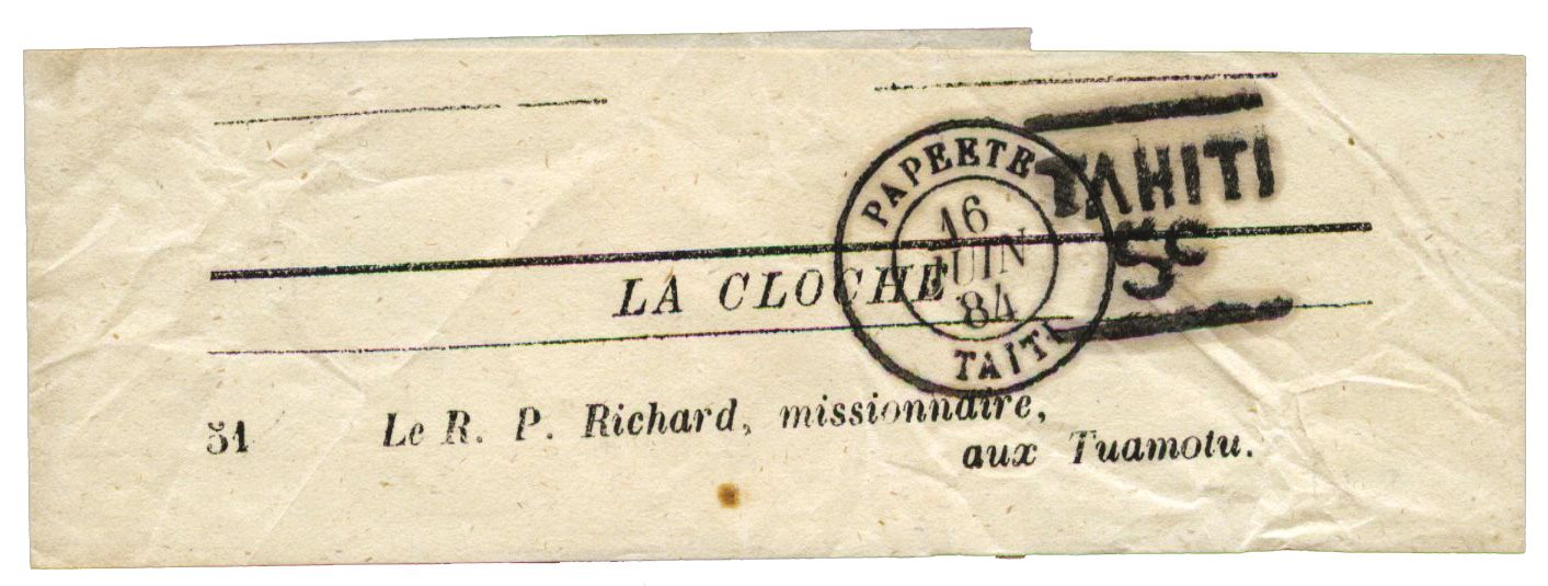 Tahiti : n° 4a, bande journal avec surcharge TAHITI/5 c et Cad PAPEETE 16/JUIN/84