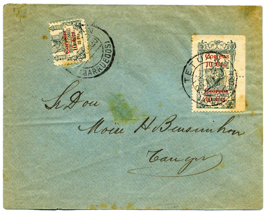 Maroc Espagnol : 1920 Provisoire, vignettes judiciaires surchargées (YVERT n° 79 x 3) obl. de TETUAN 26/JUIL/1920
