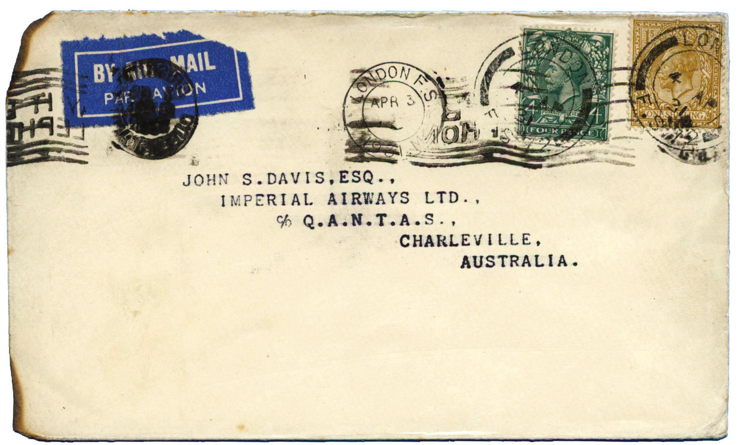 Grande-Bretagne : Lettre du 4 avril 1931 de LONDRES vers l´AUSTRALIE