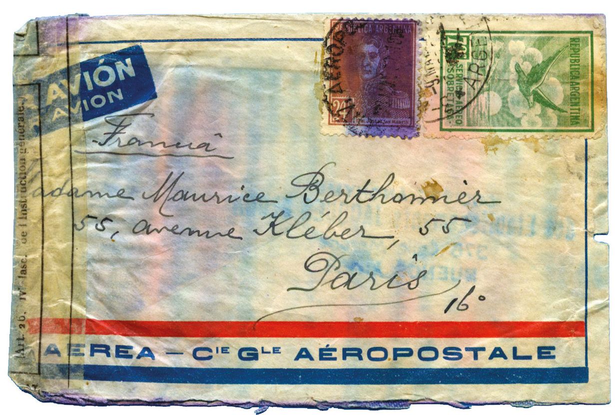 Argentine : Lettre délavée du 9 MAI 1930 avec au verso griffe violette Accident d´avion/Correspondances recueillies en mer/NE PAS TAXER.