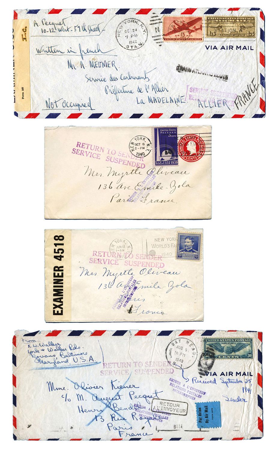 États-Unis : Ensemble de 4 plis, période 1940/1942