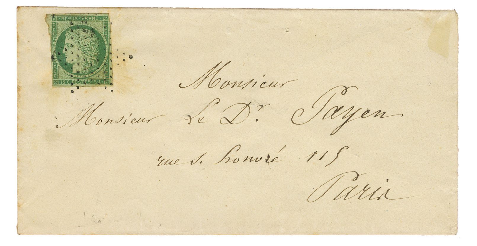 France : n° 2 obl. sur lettre