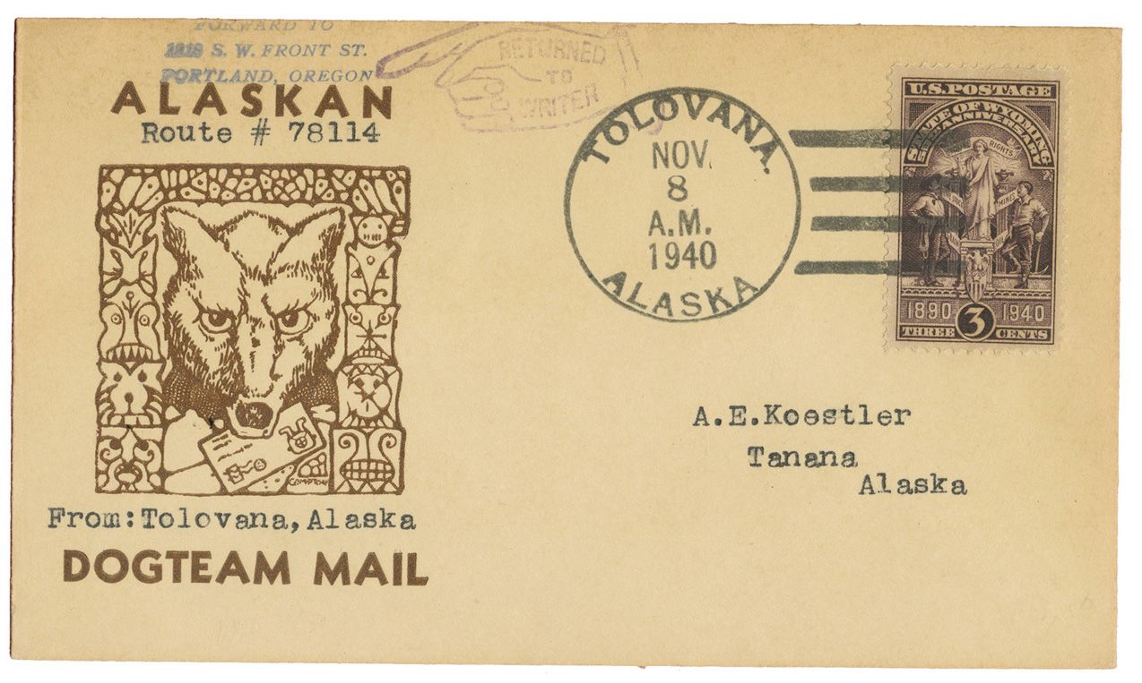 États-Unis : Enveloppe de la Dogteam Mail du 8 novembre 1940
