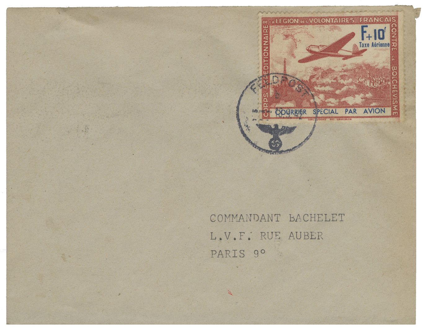 France : LVF n° 3 obl. sur lettre