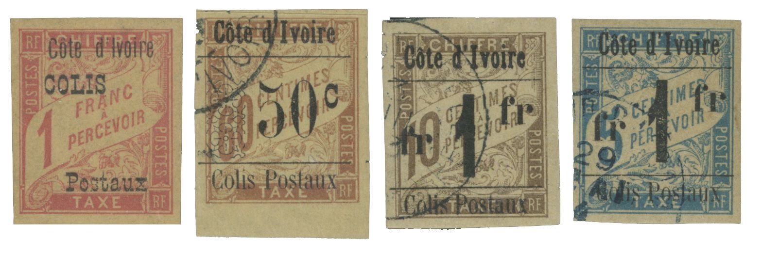 Cote d´Ivoire : CP n° 4(*) + n° 6,7 et 8 A obl.