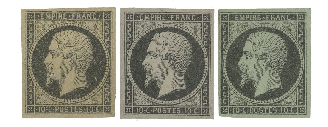 France : Essais du 10 c. noir Type I