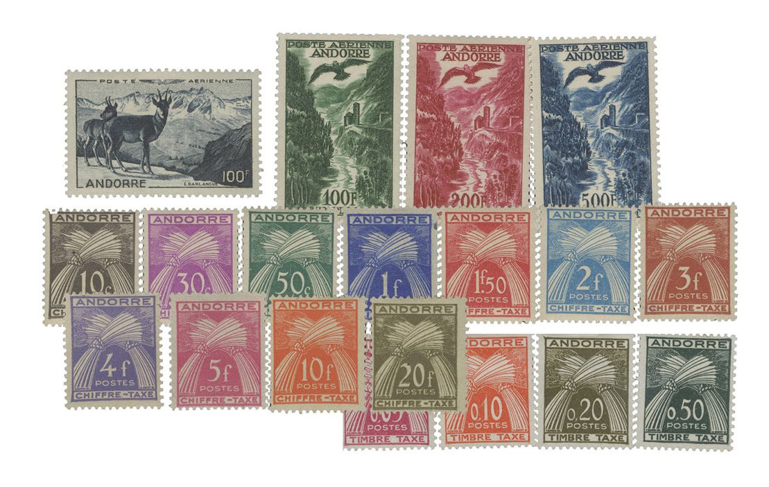 Andorre : PA n° 1/4*, Taxe n° 21/31*, Taxe n° 42/45* Andorre : PA n° 1/4*, Taxe n° 21/31*, Taxe n° 42/45*