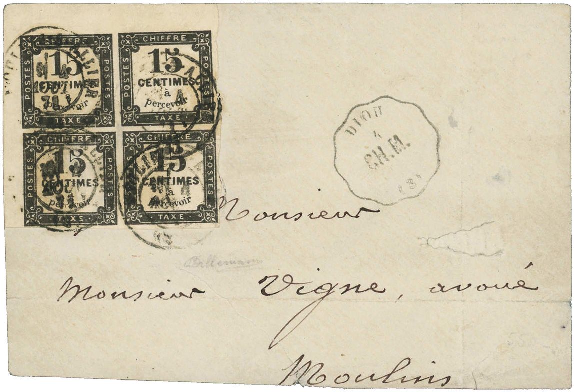 France : Taxe n° 4  obl. sur lettre