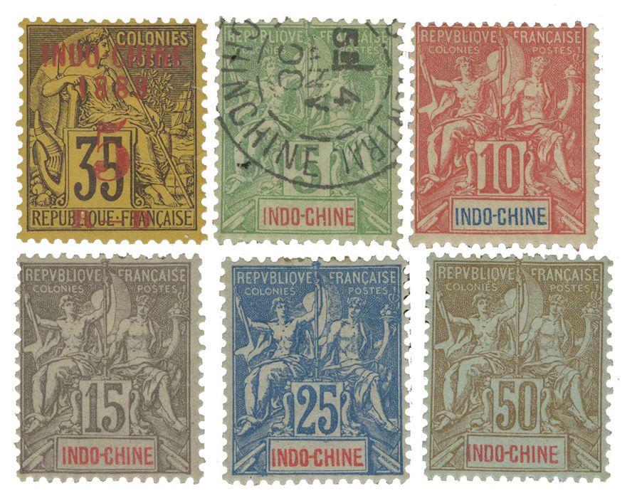 Indochine : n° 1, 17/21*/obl.