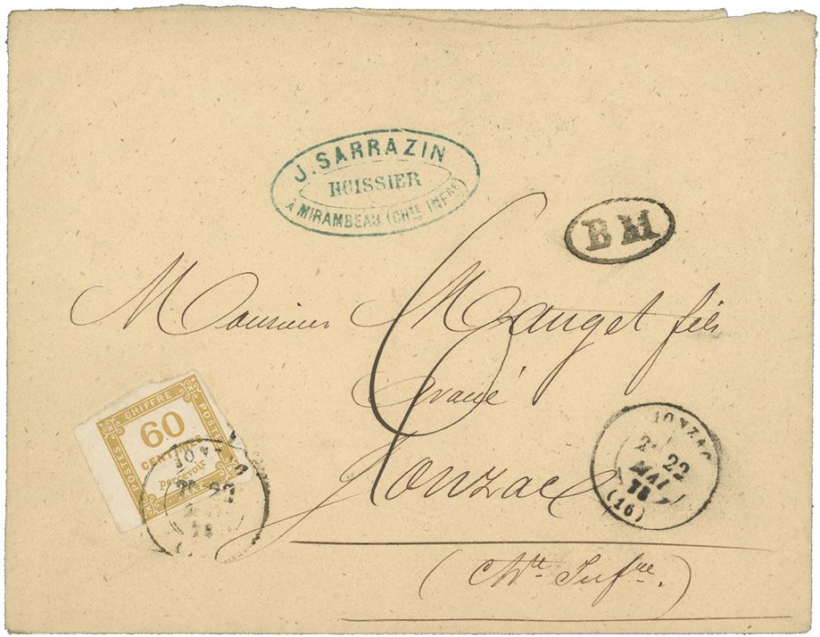 France : Taxe n° 8 obl. sur lettre