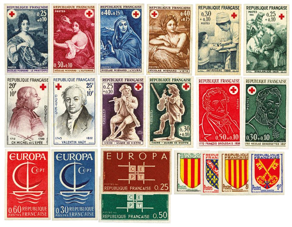 France : n° 1044/46*, 1226/27**, 1396/97**, 1490/91**, 1508/09**, 1540/41**, 1580/81**, 1619/20**, 1735/36** ND