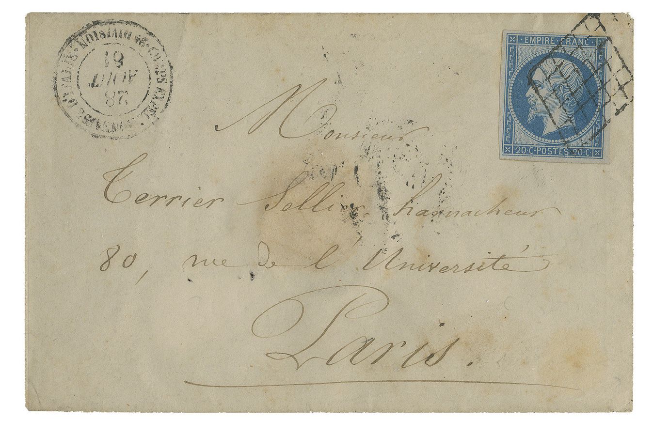 France : n° 14A obl. TB sur lettre