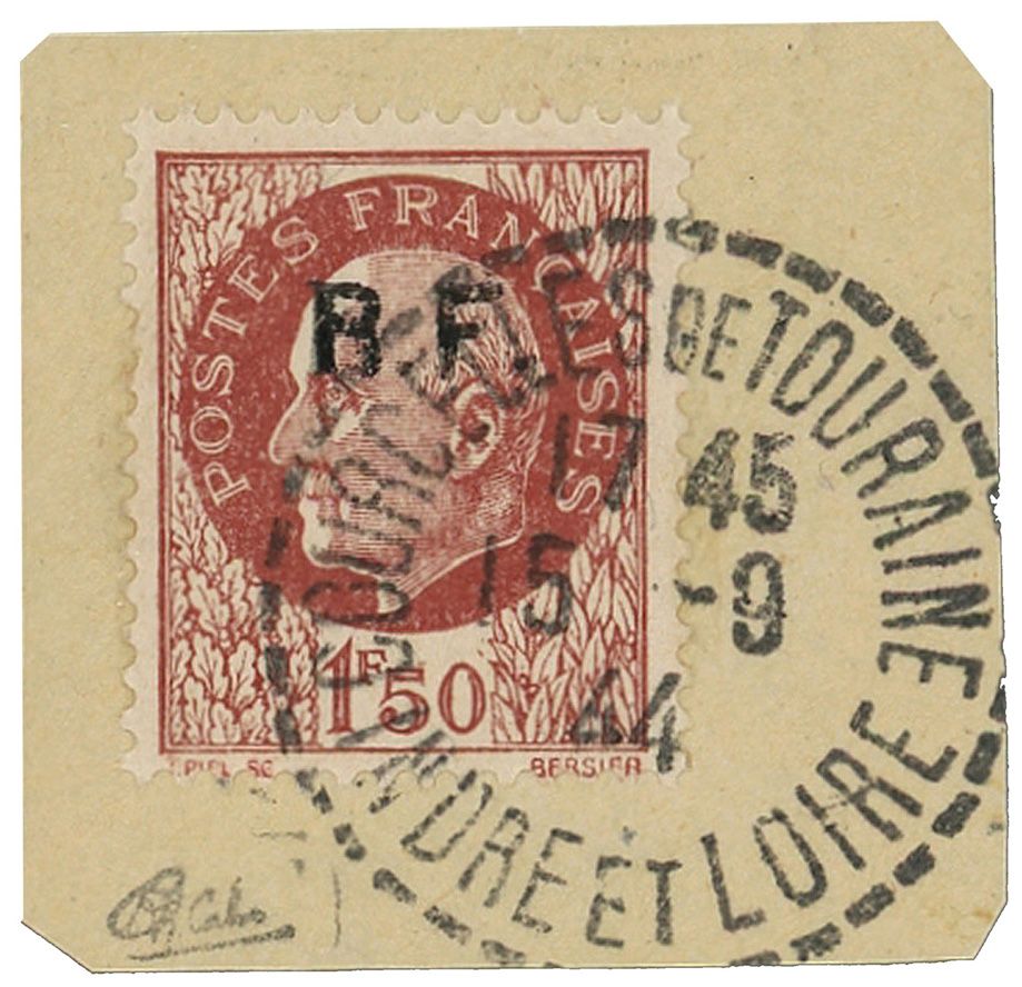 France : Libération COURCELLES DE TOURAINE n° 12 obl. sur fragment