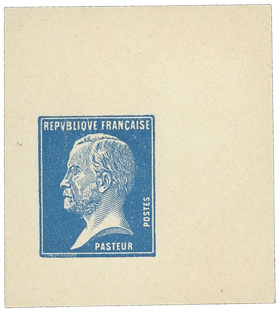 France : Pasteur, découpe d´épreuve en bleu sans la valeur, TB
