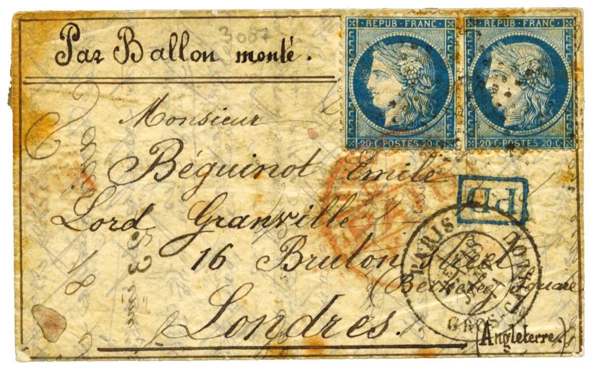 France : Ballon Monté  Le Général Bourbaki probable n° 37 x 2 obl.