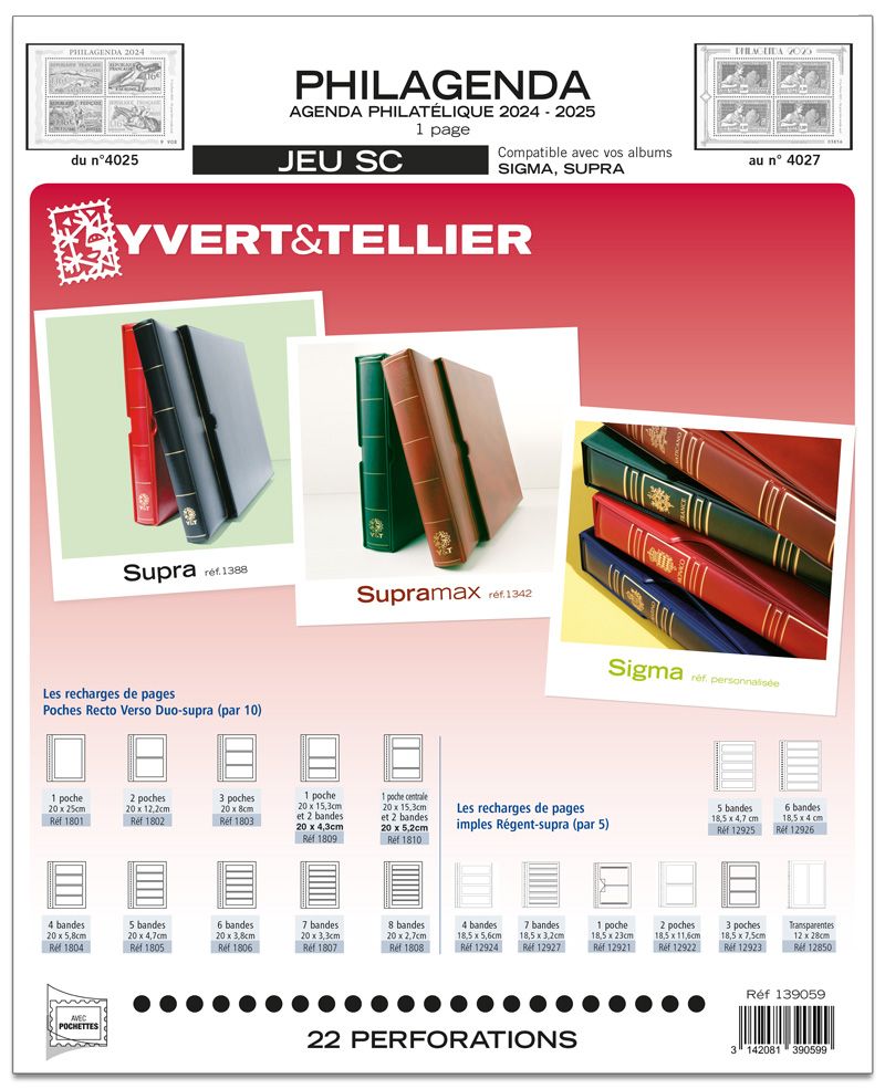 FRANCE SC : 2025 - PHILAGENDA (JEUX AVEC POCHETTES)