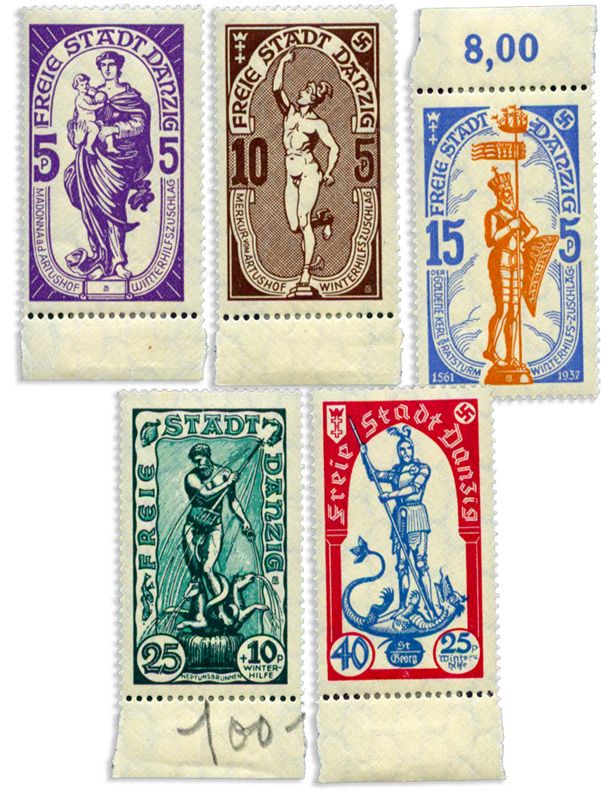 n° 230/234** - Timbre DANTZIG Poste