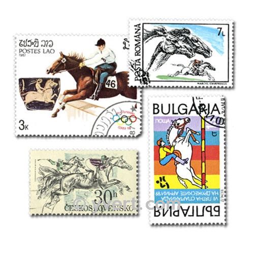 HORSE RIDING: envelope of 50 stamps