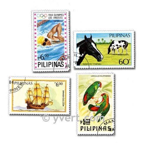 PHILIPPINES : pochette de 100 timbres (Oblitérés)