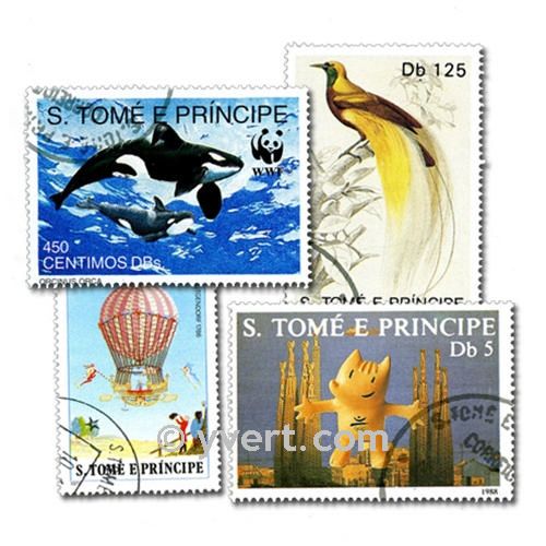 ST THOMAS ET PRINCE : pochette de 200 timbres (Oblitérés)