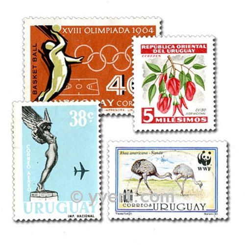 URUGUAY : pochette de 200 timbres (Oblitérés)