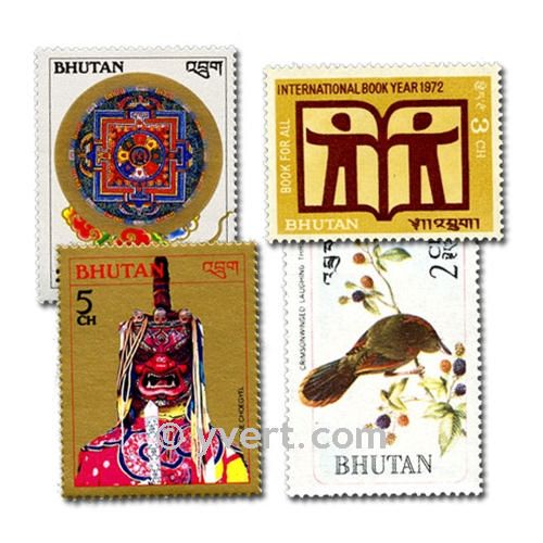 BHUTAN: envelope of 100 stamps