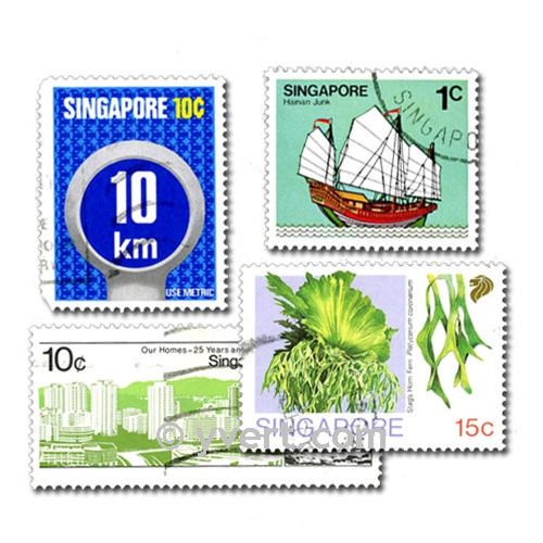 SINGAPOUR : pochette de 50 timbres (Oblitérés)