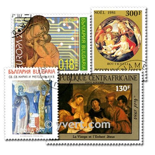 RELIGION: envelope of 100 stamps