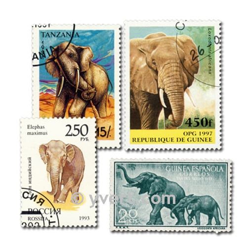 ELEPHANTS: envelope of 50 stamps