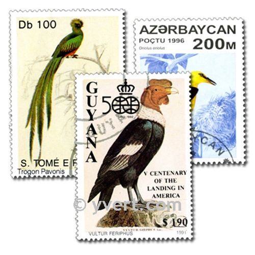 BIRDS: envelope of 100 stamps