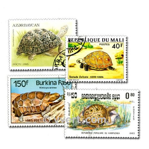 TORTUES : pochette de 50 timbres (Oblitérés)