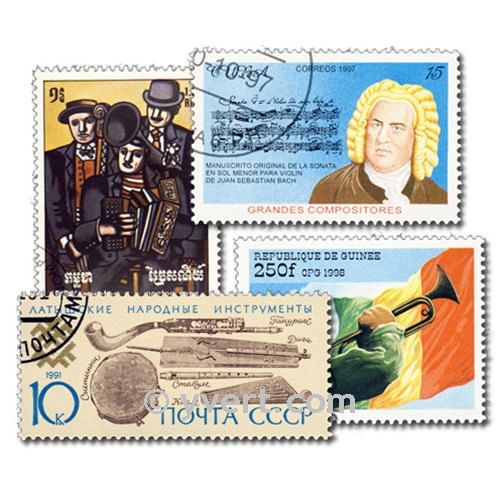 MUSIC & MUSICIANS: envelope of 100 stamps