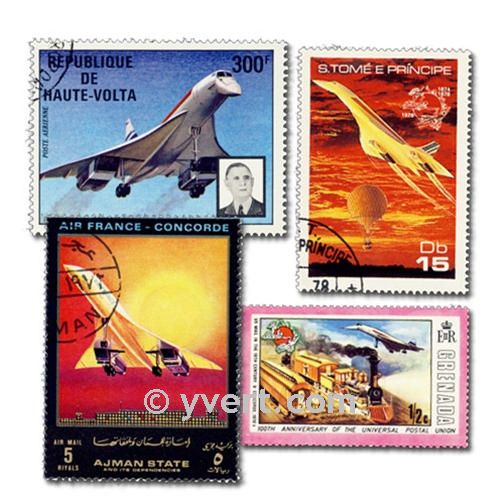 CONCORDE : pochette de 25 timbres (Oblitérés)