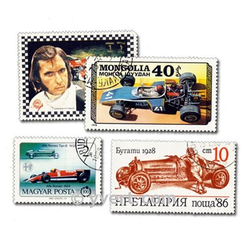 RACING CARS: envelope of 50 stamps