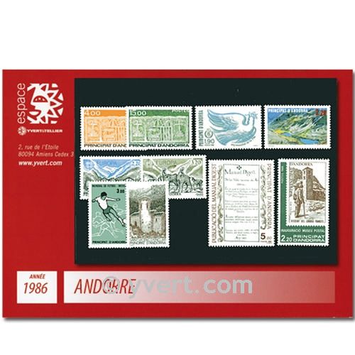 n° 345/354 -  Timbre Andorre Année complète (1986)