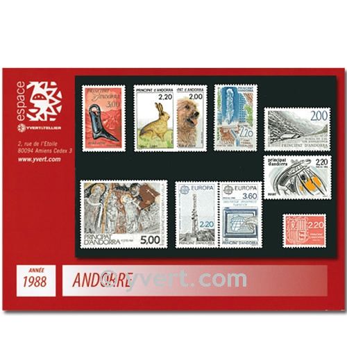 n° 366/375 -  Timbre Andorre Année complète (1988)