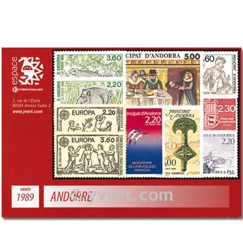 n° 376/384 -  Timbre Andorre Année complète (1989)