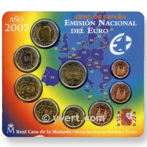 BU : ESPAGNE 2007 COFFRET 8 PCS + 2? EUROS TRAITE DE ROME