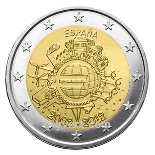 MONEDAS DE 2 € CONMEMORATIVAS 2012: ESPAÑA (10 AÑOS DEL EURO)