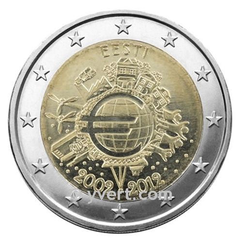 €2 COMMEMORATIVE COIN 2012 : ESTONIA (10 YEARS EURO)