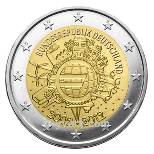 €2 COMMEMORATIVE COIN 2012 : GERMANY (5 coins - 10 YEARS EURO)