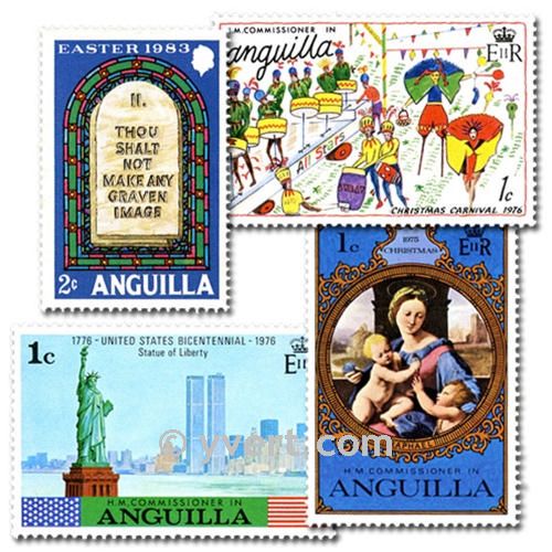 ANGUILLA : pochette de 50 timbres (Oblitérés)