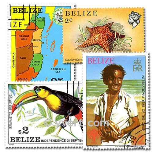 BELIZE: envelope of 100 stamps