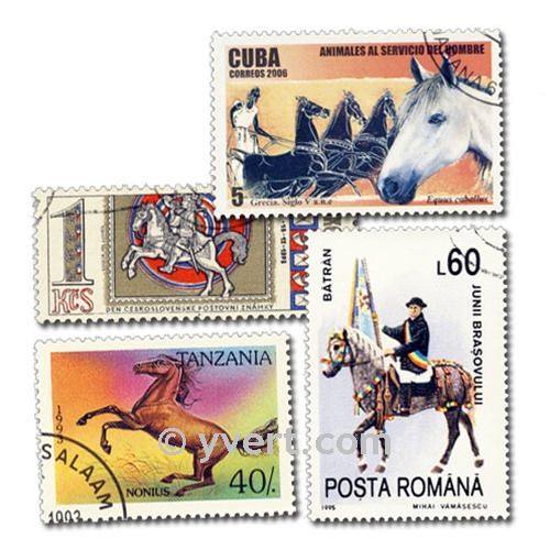 HORSES: envelope of 100 stamps