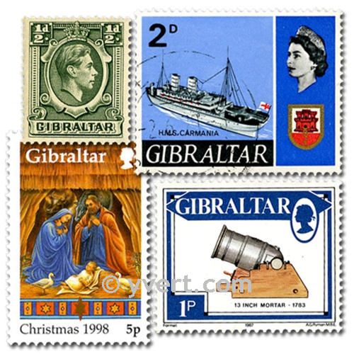 GIBRALTAR : pochette de 25 timbres (Oblitérés)