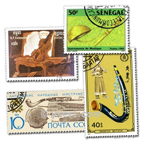 MUSICAL INSTRUMENTS: envelope of 50 stamps