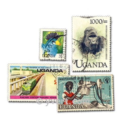 OUGANDA : pochette de 50 timbres (Oblitérés)