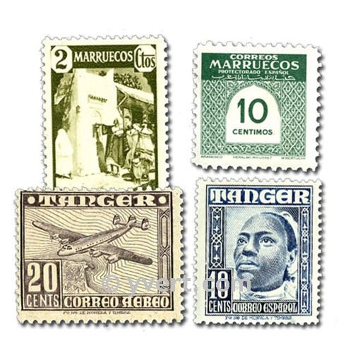 MAROC ESPAGNOL : pochette de 50 timbres (Oblitérés)