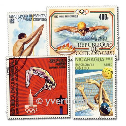 SWIMMING: envelope of 100 stamps